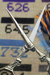 Sajou Embroidery Scissors Eiffel Tower Chrome with Blue Charm