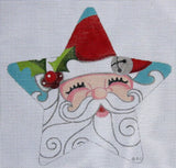 Needlepoint Handpainted Raymond Crawford Santa Star 5x5