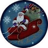 Needlepoint Handpainted Rebecca Wood Santa's Coming 4"