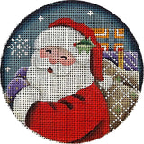 Needlepoint Handpainted Rebecca Wood Santas Bag of Toys 4"