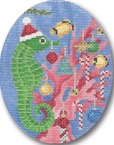 Needlepoint Handpainted Christmas CBK Seahorse Decorating Tree