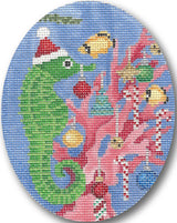 Needlepoint Handpainted Christmas CBK Seahorse Decorating Tree