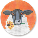 Needlepoint HandPainted Christmas CBK Sheep 4"