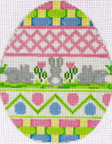 Needlepoint Handpainted Tina Griffin Small Bunny Easter Egg 4x5