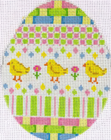 Needlepoint Handpainted Tina Griffin Small Chicks Easter Egg 4x5