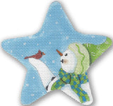 Needlepoint Handpainted CBK Christmas Snowman Cardinal 4"