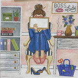 Needlepoint Handpainted Gayla Elliot Girl Stitching Boss Lady