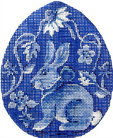 Needlepoint Handpainted Kelly Clark Strawberry Bunny Egg 4x5