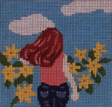 Needlepoint Handpainted Suzie Vallerie Sunflower Field w/ Stitch Guide