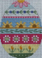 Needlepoint Handpainted Susan Roberts Sunflower Stripe Egg 4"
