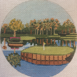 Needlepoint Handpainted Christmas Purple Palm TPC Sawgrass 4"