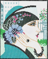 Needlepoint Handpainted Lee Vogue Lady Teal 8x10