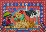 Needlepoint Handpainted JP Needlepoint Jaguar Ostrich Monkey 11x16