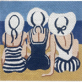 Needlepoint Handpainted Alice Peterson Three Ladies on Beach 5x5