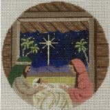 Needlepoint Handpainted Christmas Purple Palm Tis the Reason 4"