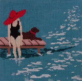 Needlepoint Handpainted Salty Stitcher Toes in the Water 8x8