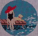 Needlepoint Handpainted Salty Stitcher Toes in the Water 4"