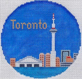 Needlepoint Handpainted Silver Needle Toronto Christmas 4.5"