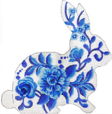 Needlepoint Handpainted Kelly Clark Trailing Blue Vine Bunny 5x6