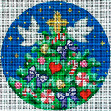 Needlepoint Handpainted Amanda Lawford Treetop Doves 4"