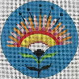 Needlepoint Handpainted Colors of Praise Tribal Patch Flower 3" IN367