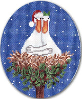 Needlepoint Handpainted Christmas CBK Two Turtle Doves 4x5