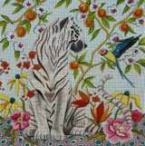 Needlepoint Handpainted Colors of Praise White Tiger 18x18 AN474