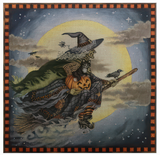 Needlepoint Handpainted Christmas Liz Goodrick Dillon Witch's Moonlit Ride