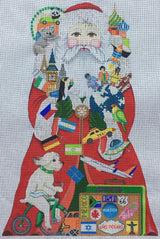Needlepoint Handpainted Amanda Lawford World Traveler Santa 20"