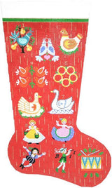 Needlepoint Handpainted Lee Christmas Stocking 12 Days Christmas 23"