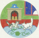 Needlepoint HandPainted Goodnight Moon Kittens Silver Needle