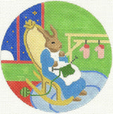 Needlepoint HandPainted Goodnight Moon Quiet Old Lady 4"