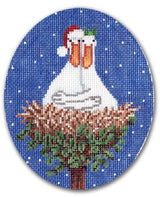 Needlepoint Handpainted Christmas CBK Two Turtle Doves 4x5