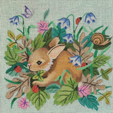 Needlepoint Handpainted Amanda Lawford Bunny in Garden 9x9