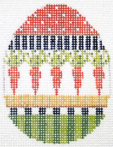 Needlepoint Handpainted Kelly Clark Easter Egg Carrot Patterned 3x3