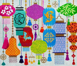 Needlepoint Handpainted JP Needlepoint Chinese Lanterns 14x12