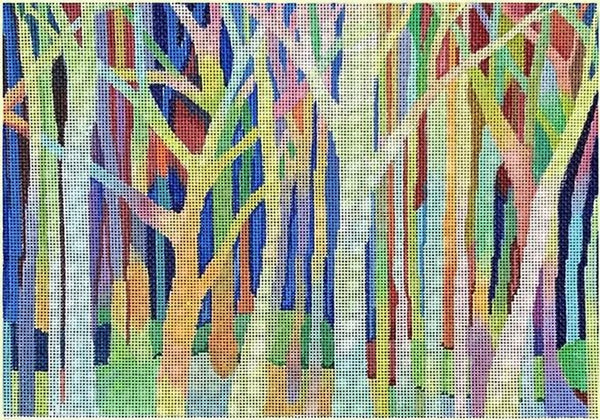 Needlepoint Handpainted Brenda Stofft Into the Woods 14x9