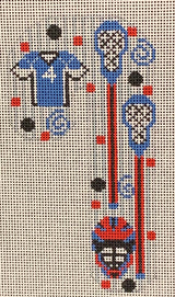 Needlepoint Handpainted Danji Lacrosse Candy Cane 3x5