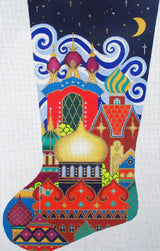 Handpainted Needlepoint Amanda Lawford Russia Christmas Stocking 21"