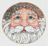 Needlepoint Handpainted Christmas Sandra Gilmore Santa Round 6"