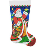 Needlepoint Handpainted Lee Christmas Stocking Santa Bugle 23"