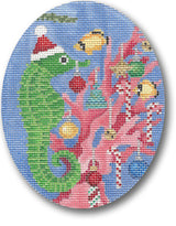 Needlepoint Handpainted Christmas CBK Seahorse Decorating Tree