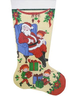 Needlepoint HandPainted Lee Christmas Stocking Sleeping Santa 23"