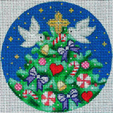Needlepoint Handpainted Amanda Lawford Treetop Doves 4"