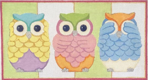 Needlepoint Handpainted Raymond Crawford 3 Owls 18 Mesh