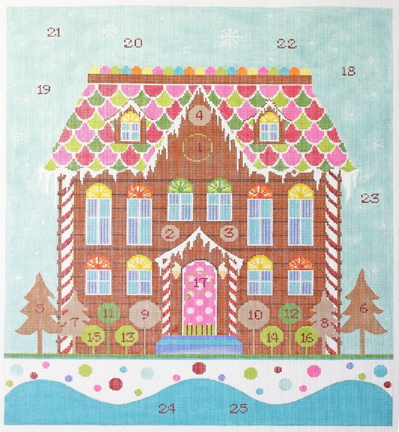 Needlepoint Handpainted Kelly Clark Christmas Advent Gingerbread House