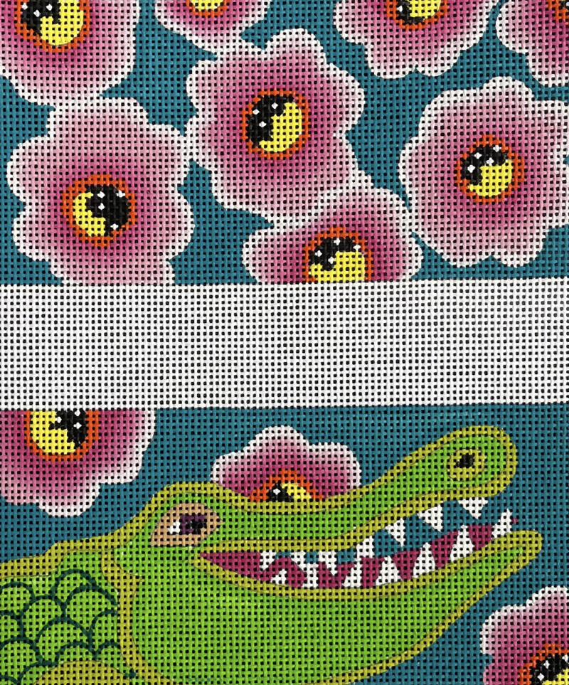 Needlepoint Handpainted Colors of Praise Alligator Eyeglass Case 9x7