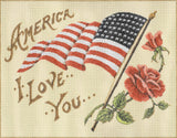 Needlepoint Handpainted Sandra Gilmore America I Love You 14x11