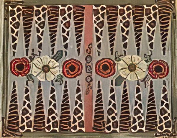 Needlepoint Handpainted Gayla Elliot Backgammon Board Animal Skins 20x16