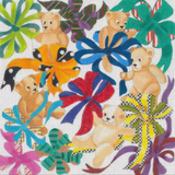 Needlepoint Handpainted Dede Baby Bears and Bows 12x12
